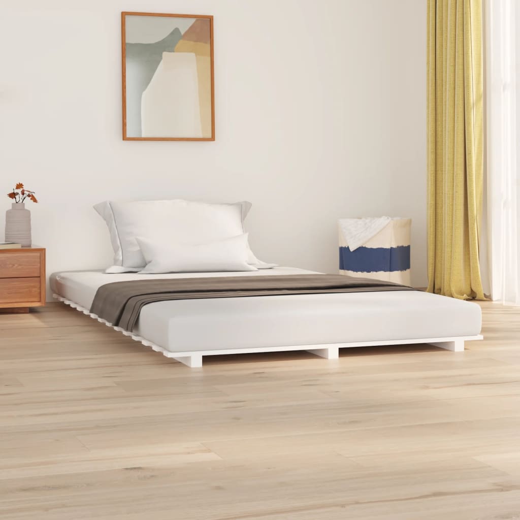Okvir za krevet bijeli 135 x 190 cm od masivne borovine