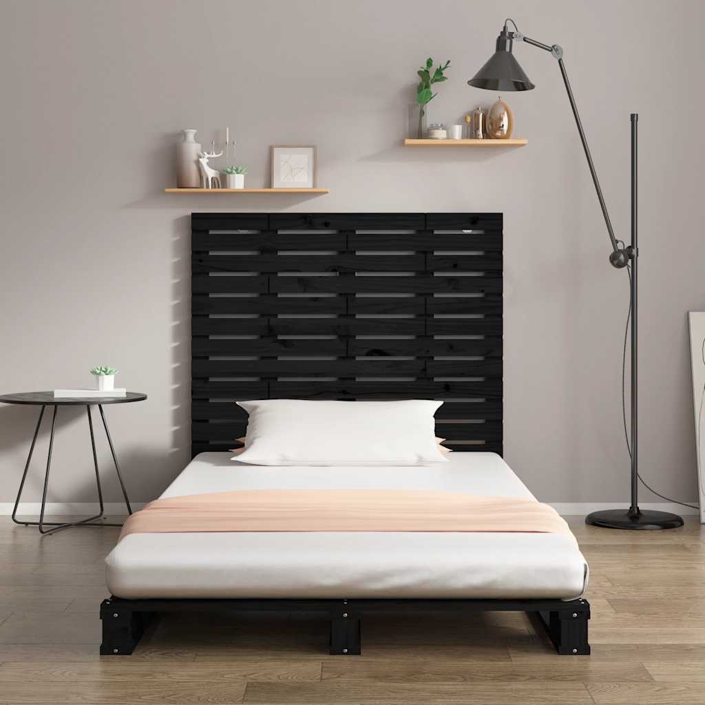 Zidno uzglavlje crni 96x3x91,5 cm od masivne borovine