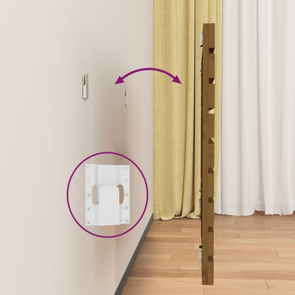 Zidno uzglavlje boja meda 106x3x63 cm masivna borovina