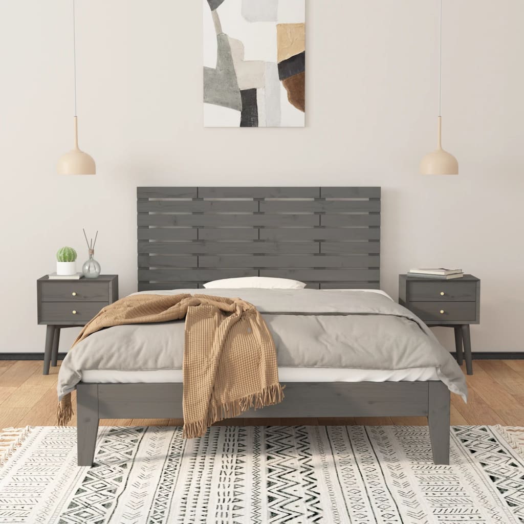 Zidno uzglavlje sivo 156x3x63 cm od masivne borovine