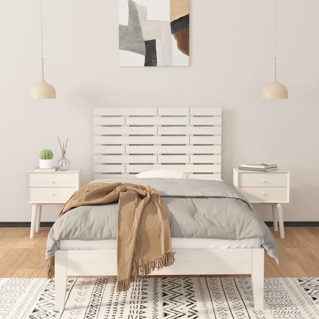 Zidno uzglavlje bijelo 81x3x63 cm od masivne borovine