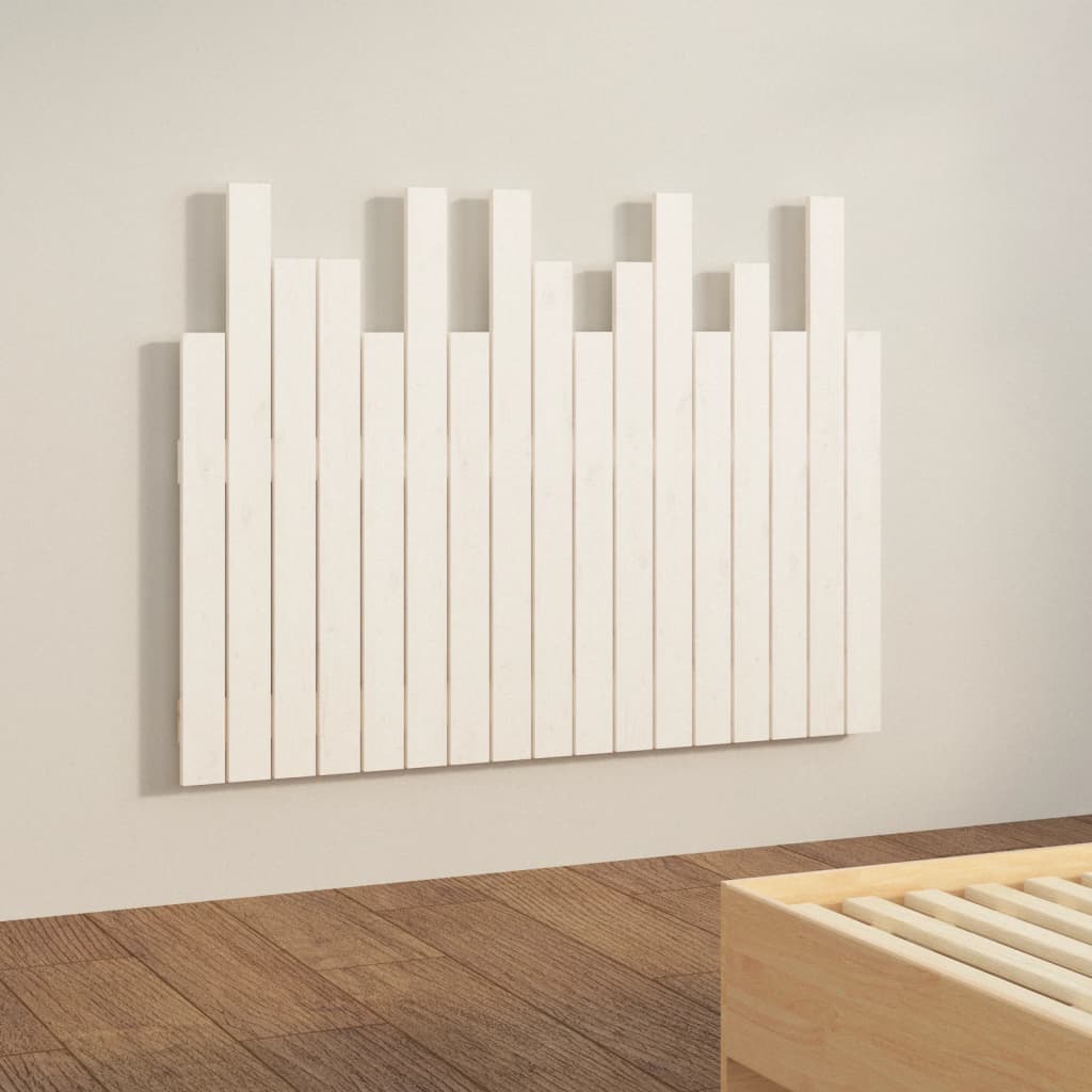 Zidno uzglavlje bijelo 108 x 3 x 80 cm od masivne borovine