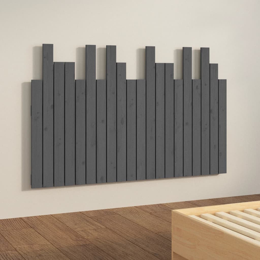 Zidno uzglavlje sivo 127,5x3x80 cm od masivne borovine