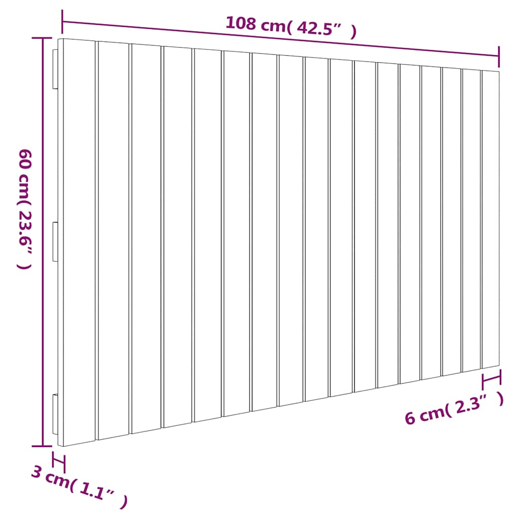 Zidno uzglavlje boja meda 108 x 3 x 60 cm od masivne borovine