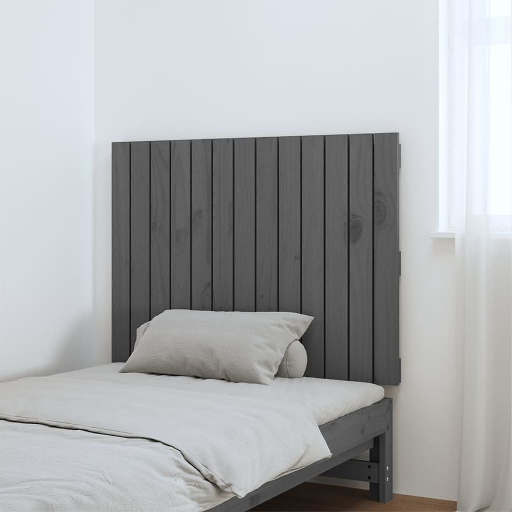Zidno uzglavlje sivo 82,5x3x60 cm od masivne borovine