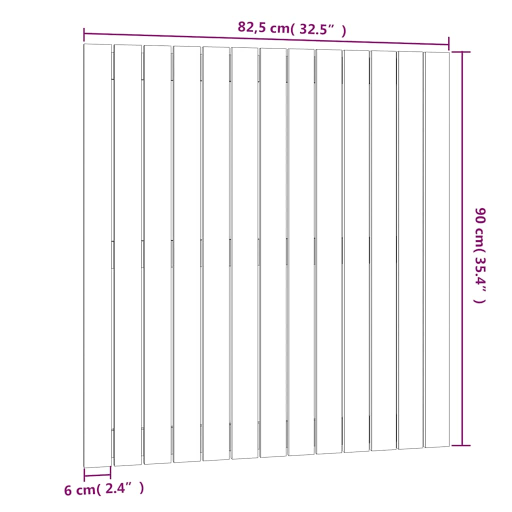 Uzglavlje za krevet Crno 82,5 x 3 x 90 cm od masivne borovine
