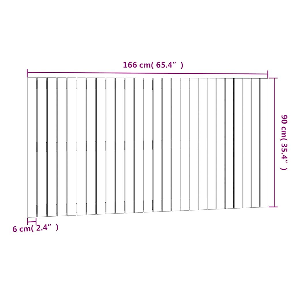 Zidno uzglavlje crni 166x3x90 cm od masivne borovine