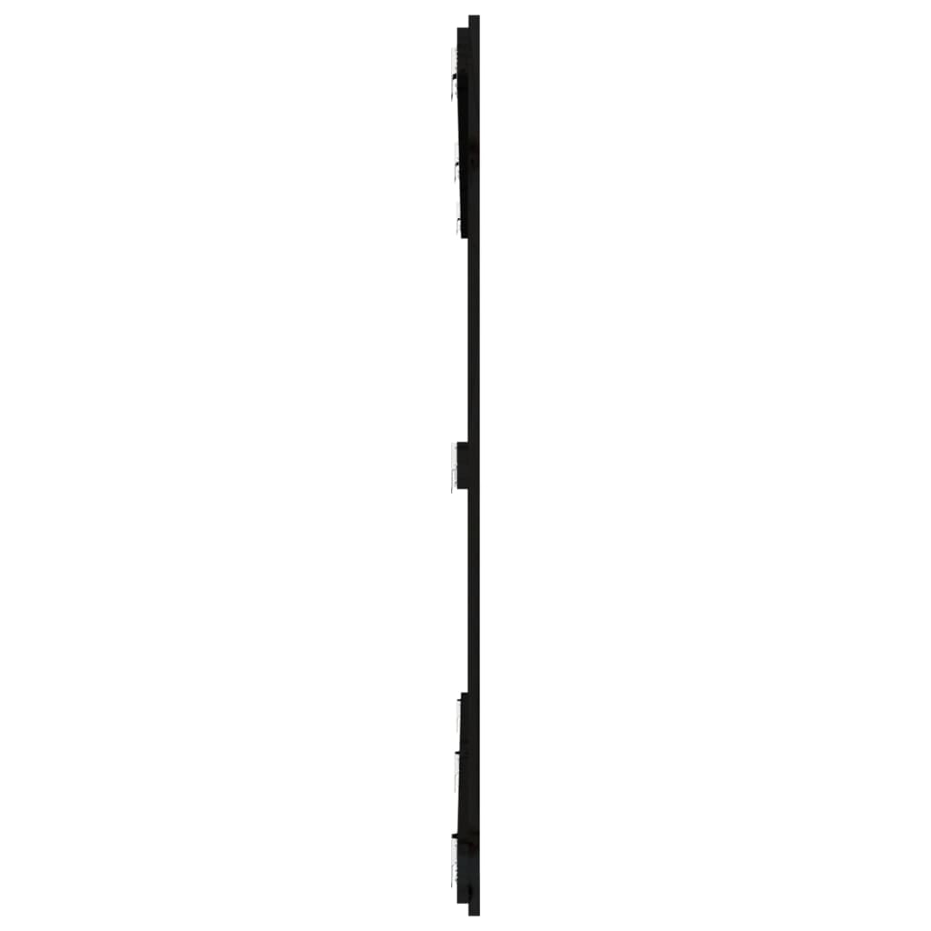 Zidno uzglavlje crni 204x3x110 cm od masivne borovine