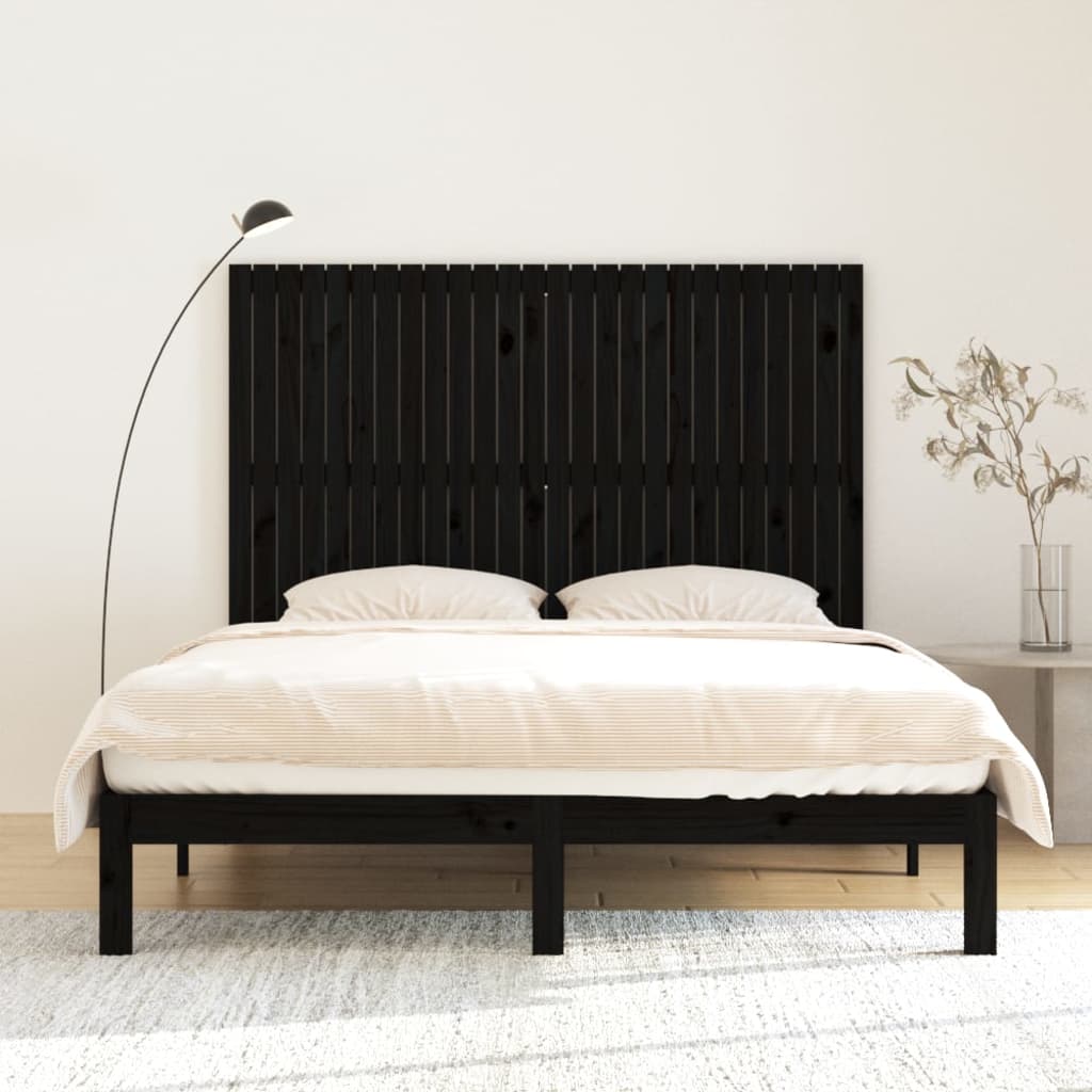 Zidno uzglavlje crni 166x3x110 cm od masivne borovine