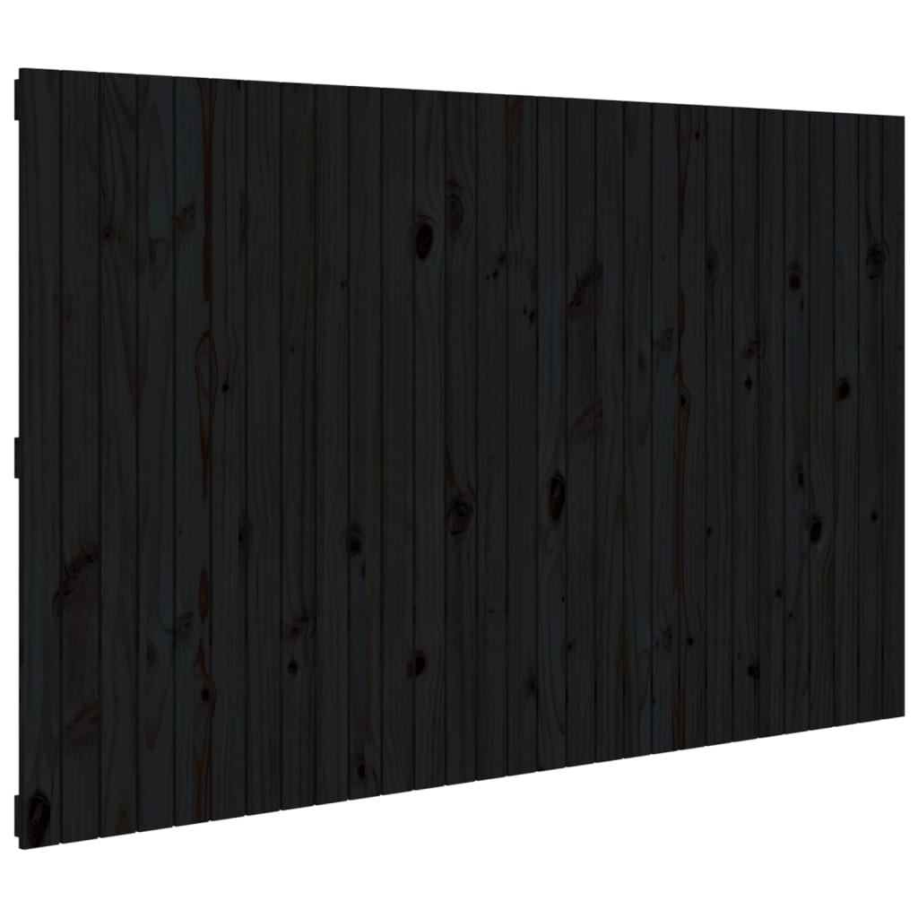 Zidno uzglavlje crni 185x3x110 cm od masivne borovine