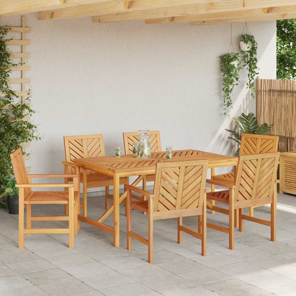 Vrtni set za objed 7 pcs Smeđa Čvrsto drvo akacije