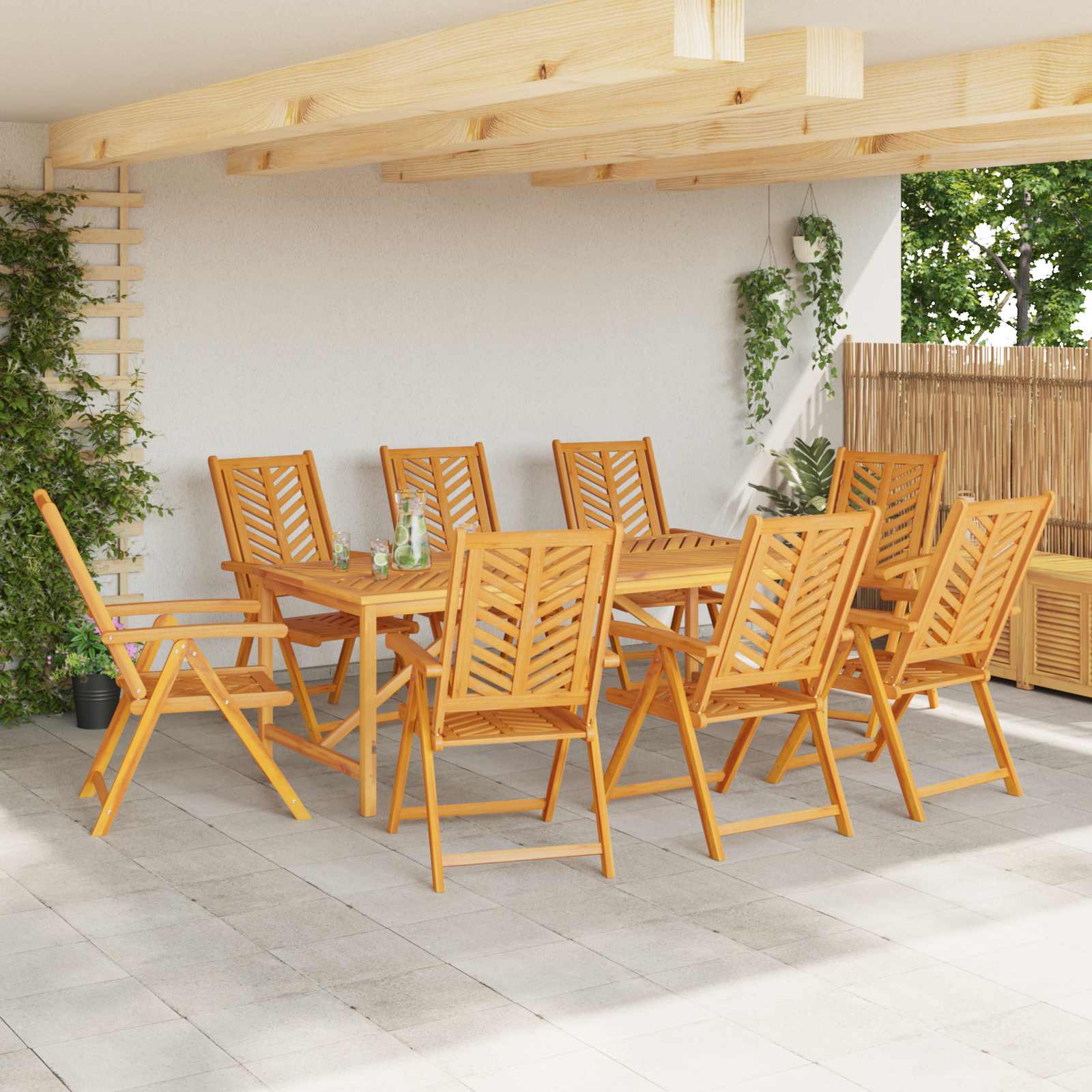 Vrtna stolica 8 pcs Smeđa 57 x 72 x 109 cm Čvrsto drvo akacije