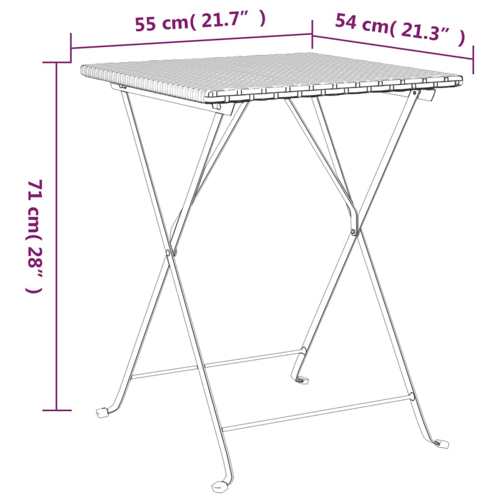 Sklopivi bistro stol sivi 55 x 54 x 71 cm od poliratana
