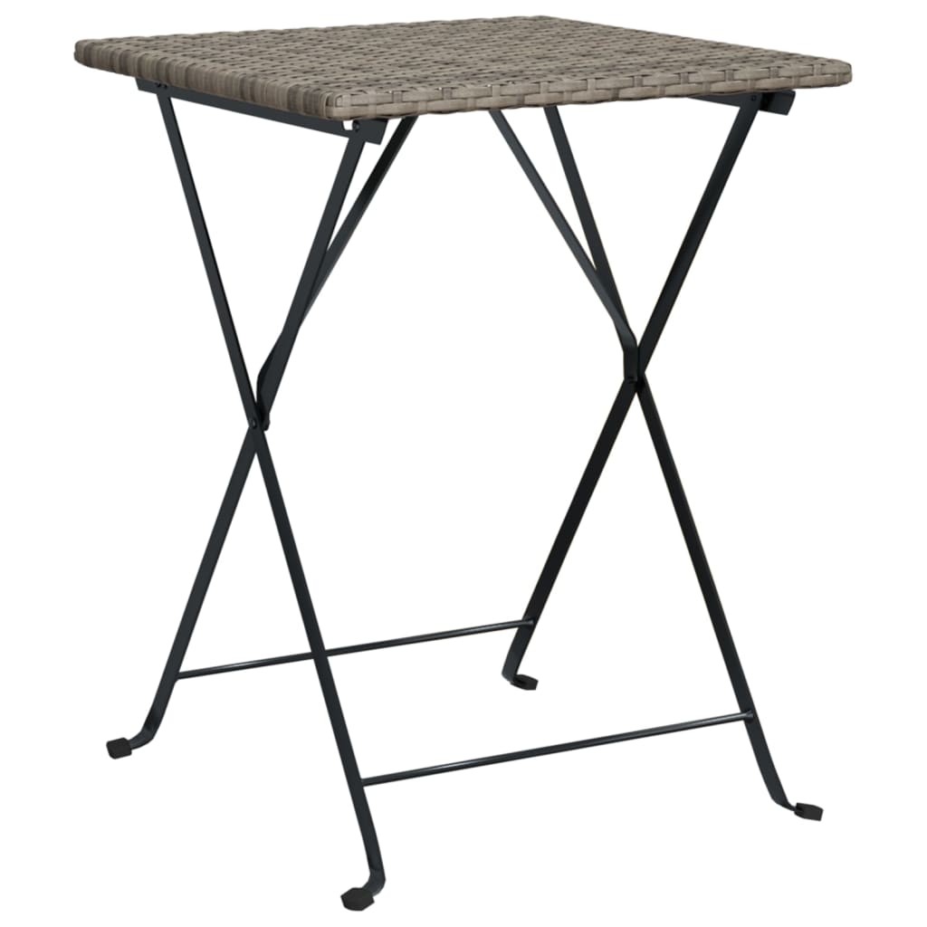 3-dijelni sklopivi bistro set od poliratana sivi