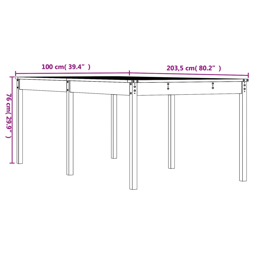 Vrtni stol 203,5x100x76 cm od masivne borovine