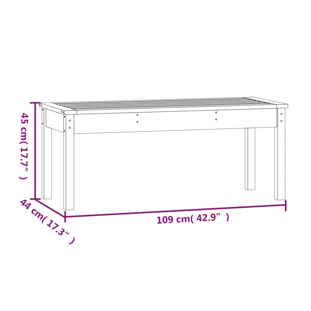 Vrtna klupa siva 109x44x45 cm od masivne borovine