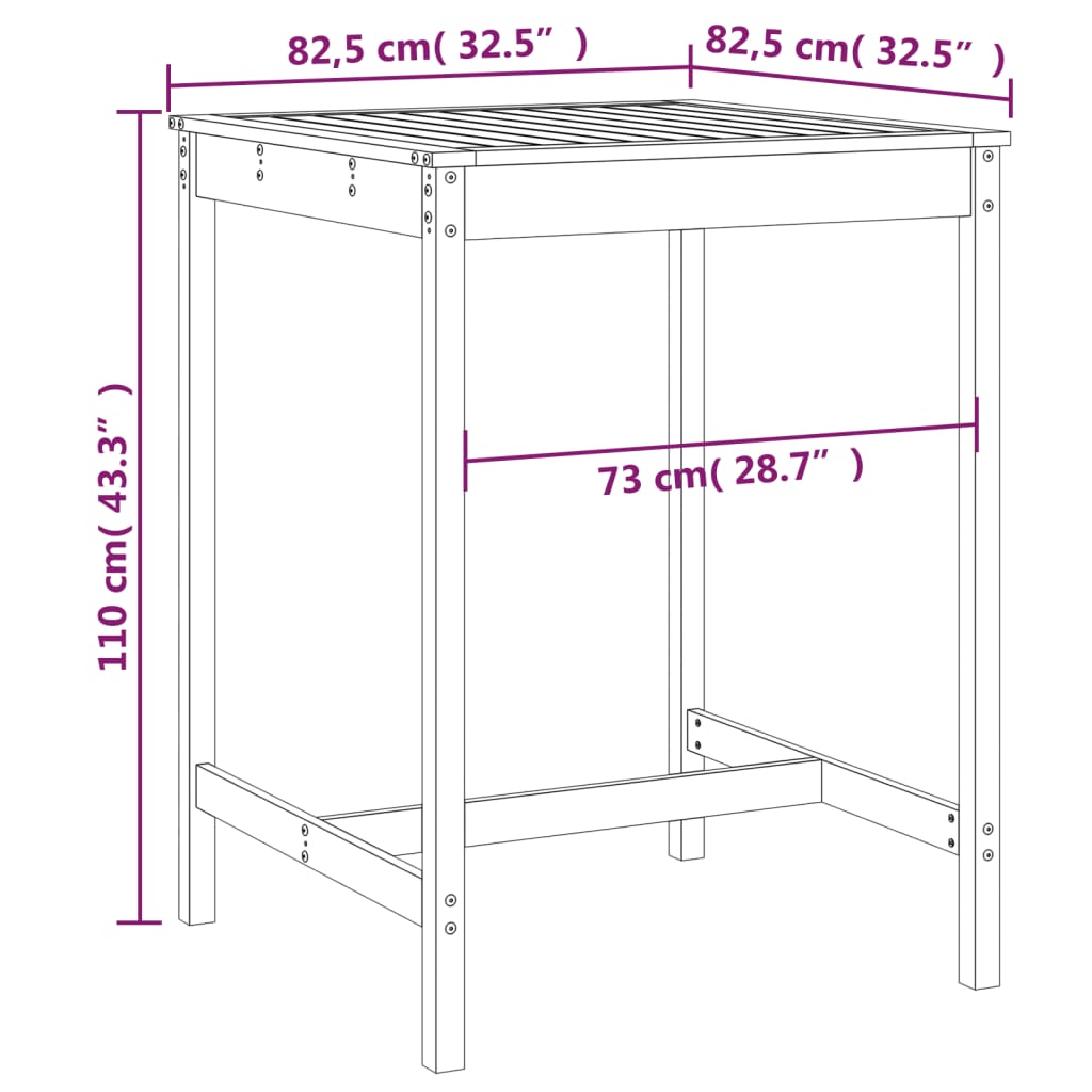 Vrtni stol boja meda 82,5 x 82,5 x 110 cm od masivne borovine