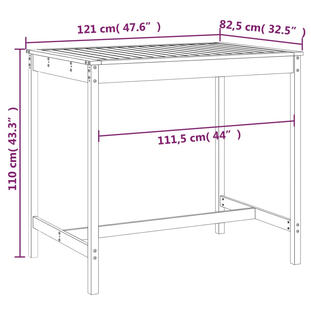 Vrtni stol sivi 121x82,5x110 cm od masivne borovine