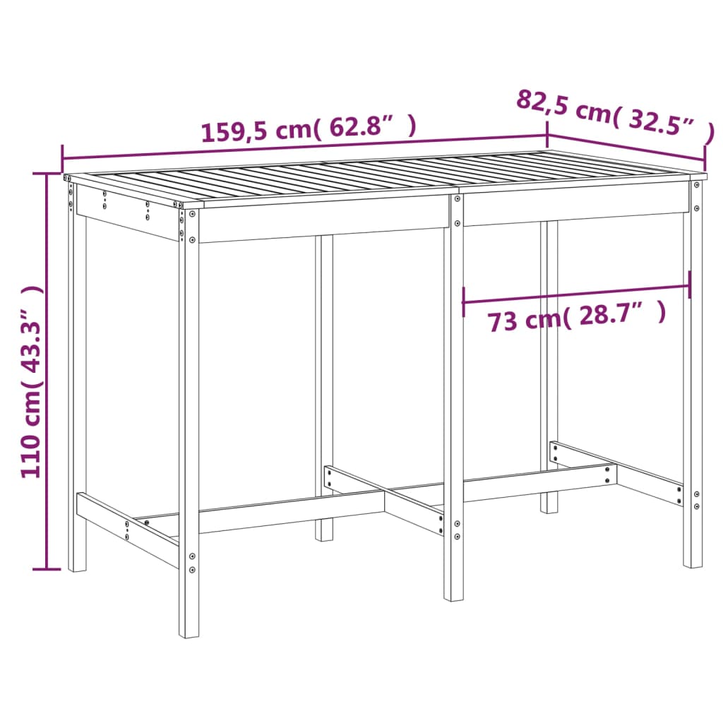 Vrtni stol sivi 159,5 x 82,5 x 110 cm od masivne borovine