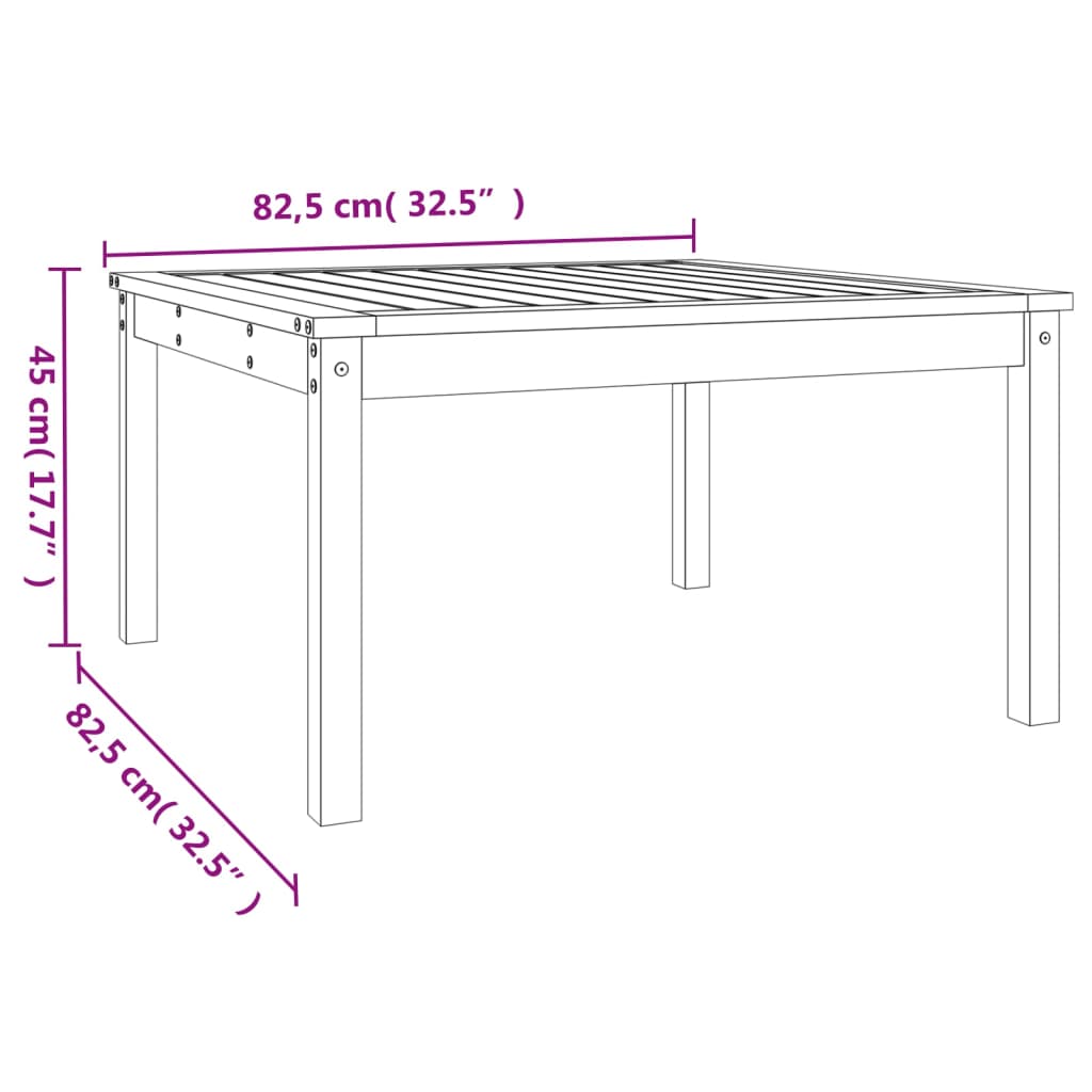 Vrtni stol crni 82,5 x 82,5 x 45 cm od masivne borovine