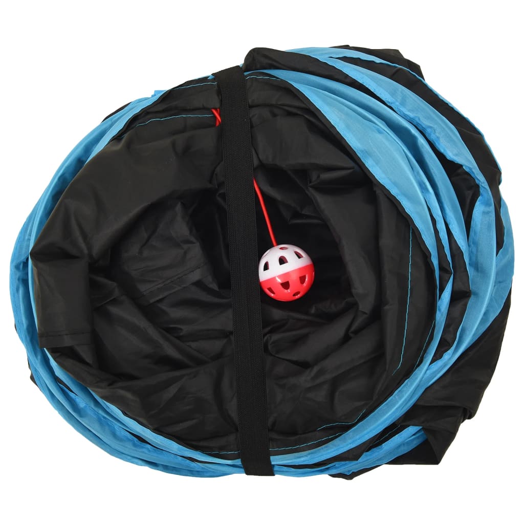 Mačji tunel 4-smjerni crno-plavi 132 cm poliester