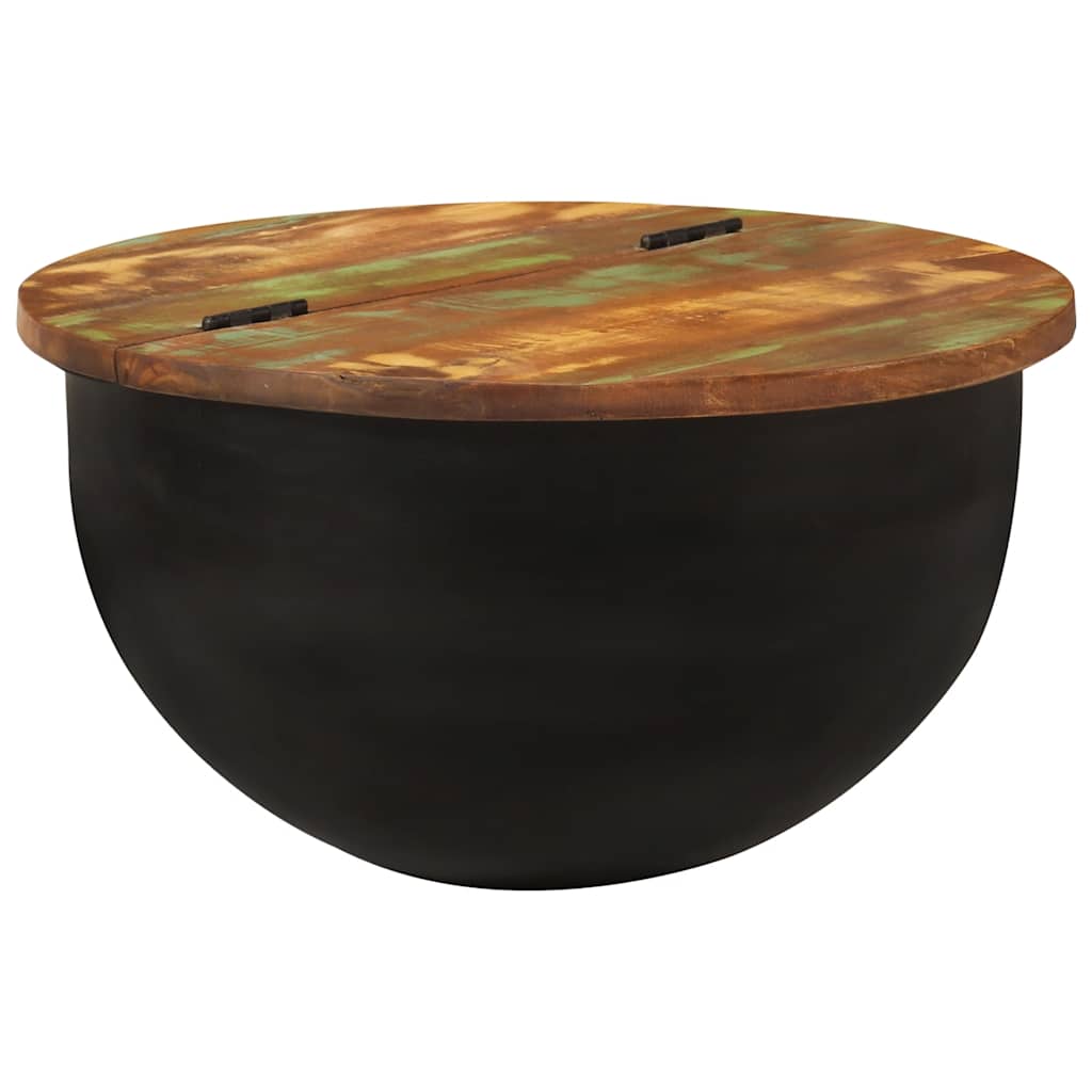 Stolić za kavu crni 50 x 27 cm od masivnog obnovljenog drva