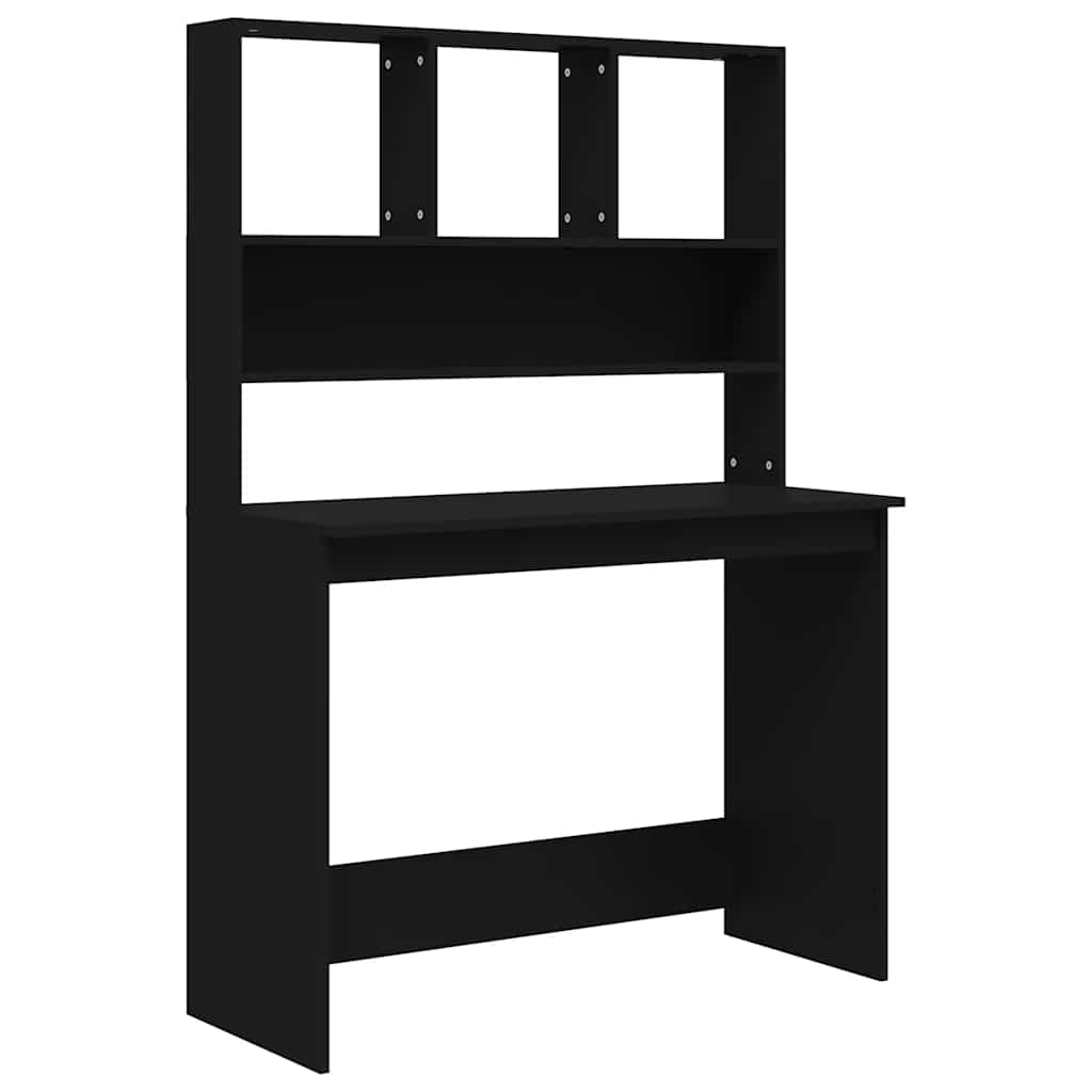 Radni stol s policama crni 102 x 45 x 148 cm konstruirano drvo