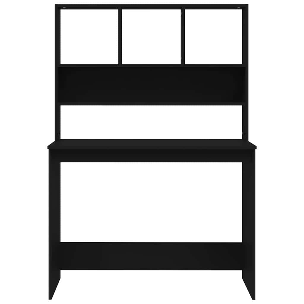 Radni stol s policama crni 102 x 45 x 148 cm konstruirano drvo