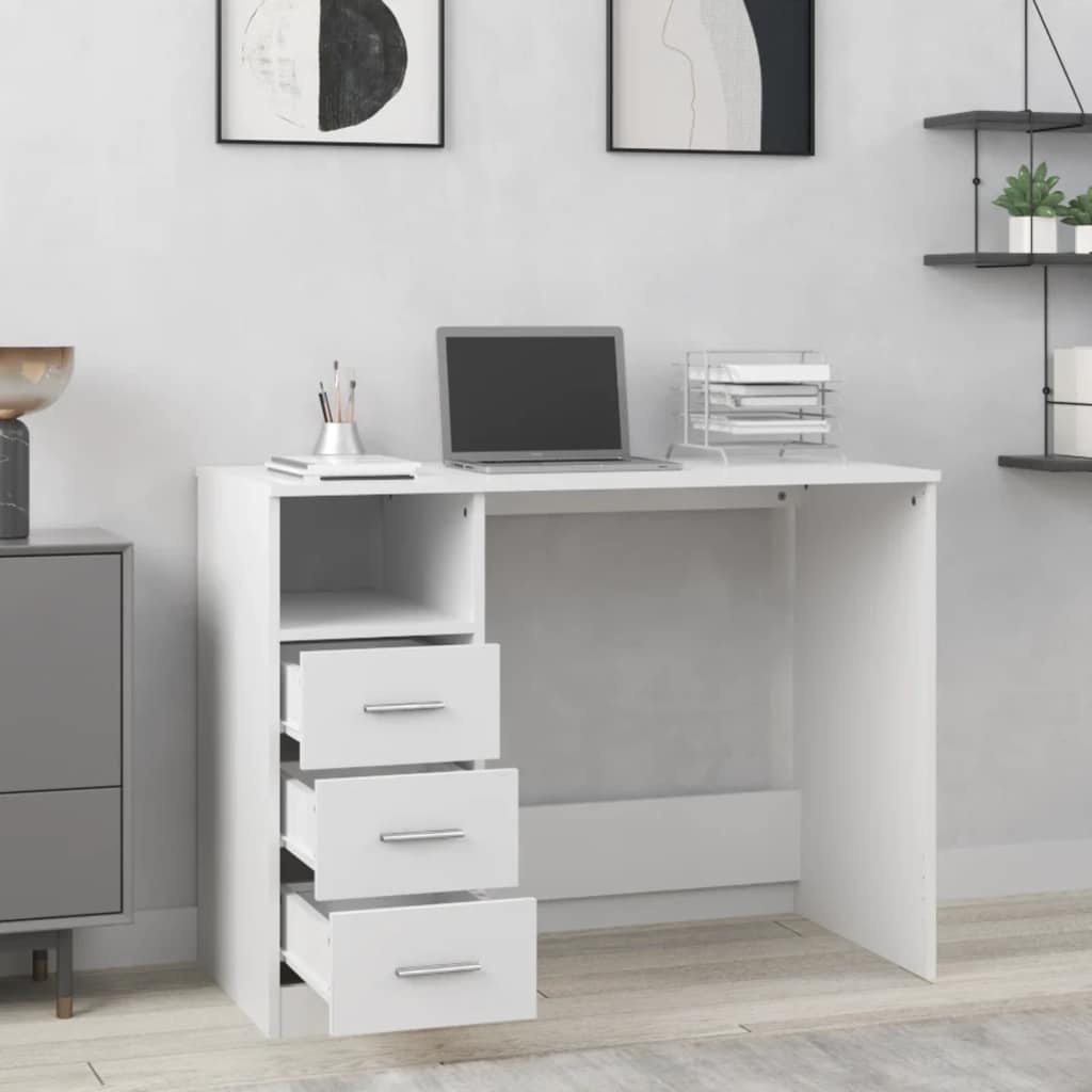 Radni stol s ladicama bijeli 102 x 50 x 76 cm konstruirano drvo