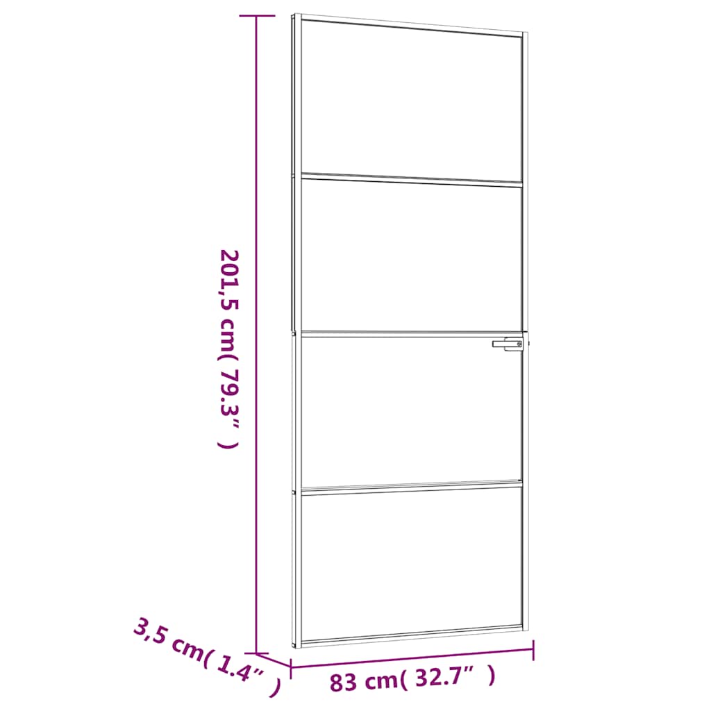 Sobna vrata crna 83 x 201,5 cm kaljeno staklo i aluminij tanka