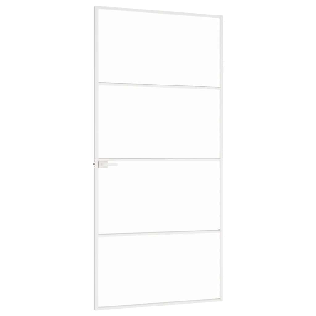 Sobna vrata bijela 93x201,5 cm kaljeno staklo i aluminij tanka