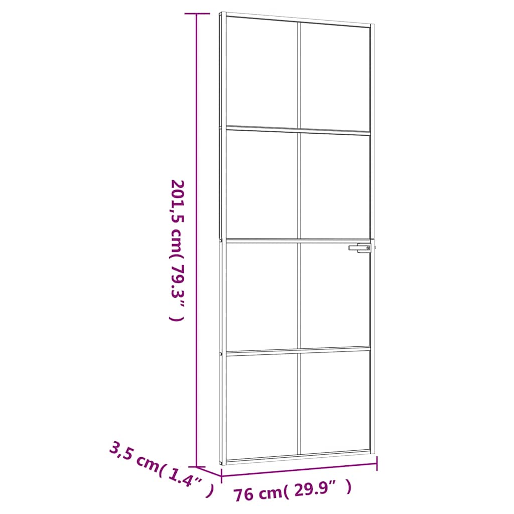 Sobna vrata bijela 76x201,5 cm kaljeno staklo i aluminij tanka
