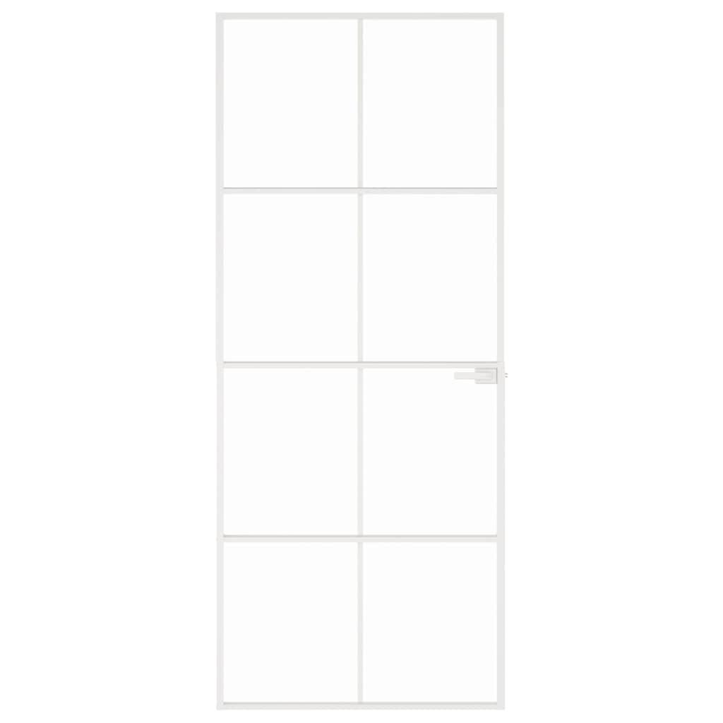 Sobna vrata bijela 83x201,5 cm kaljeno staklo i aluminij tanka