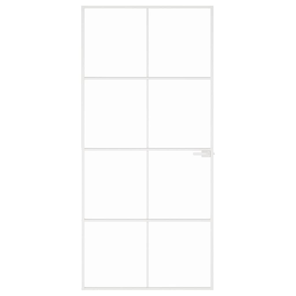 Sobna vrata bijela 93x201,5 cm kaljeno staklo i aluminij tanka