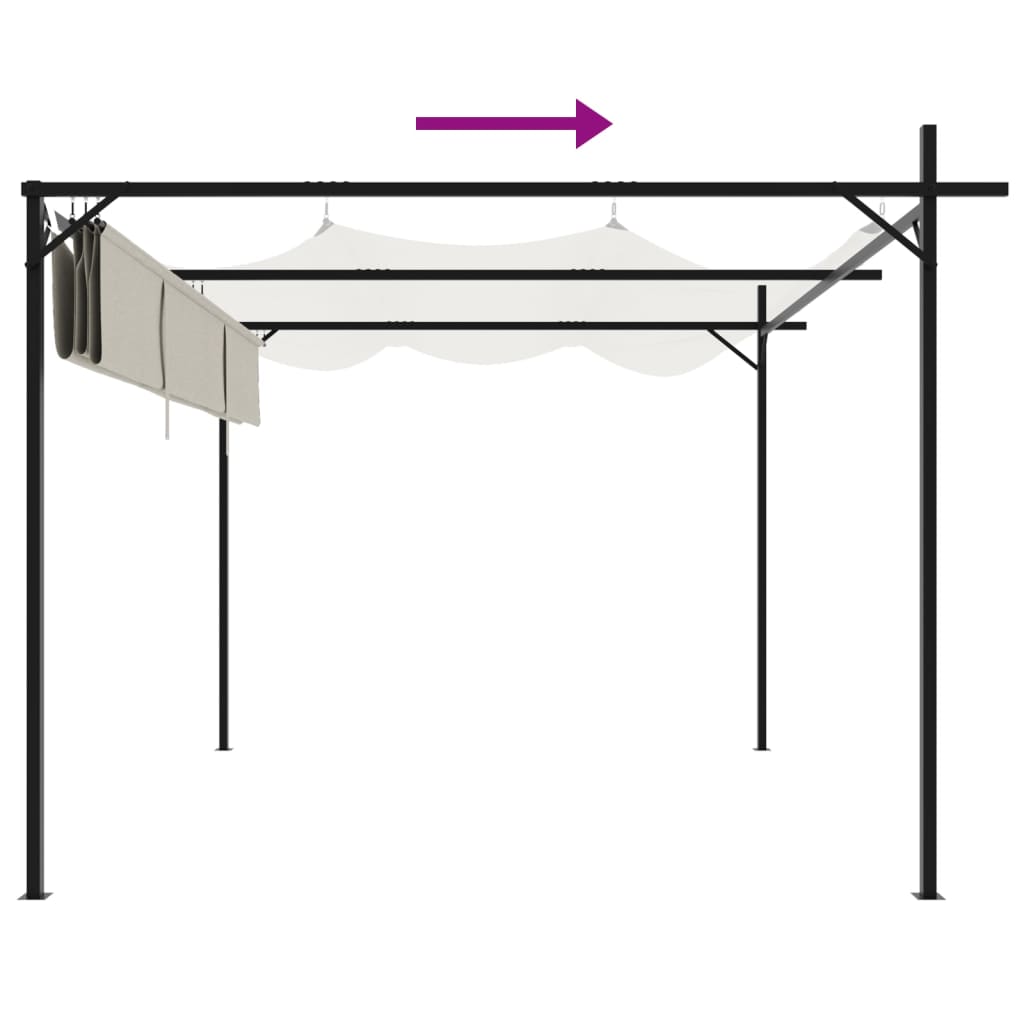 Pergola s pomičnim krovom krem 295 x 292 x 230 cm