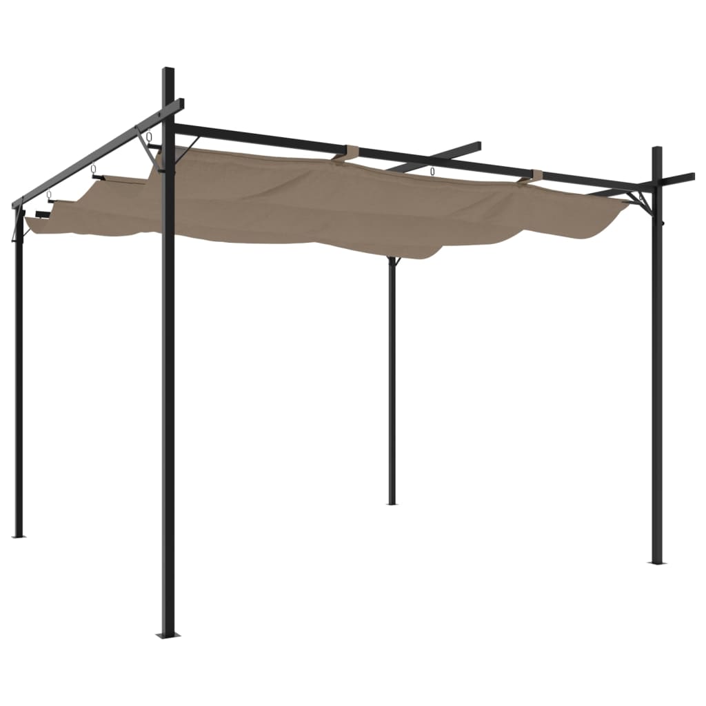 Pergola s pomičnim krovom smeđesiva 295 x 292 x 230 cm
