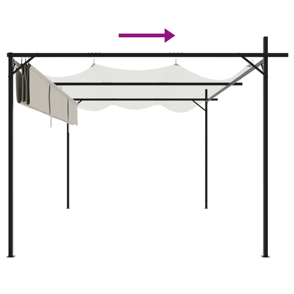 Pergola s pomičnim krovom krem 395 x 292 x 230 cm