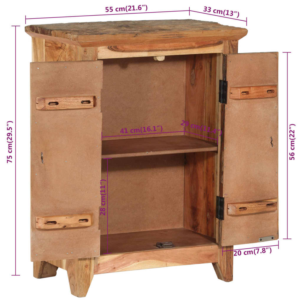 Komoda 55 x 33 x 75 cm masivno bagremovo i obnovljeno drvo