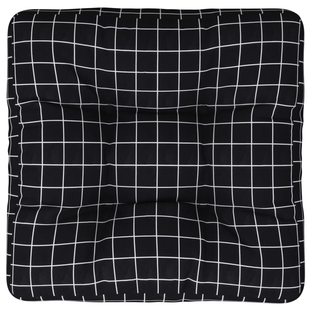 Jastuk za palete crni karirani 50 x 50 x 12 cm od tkanine