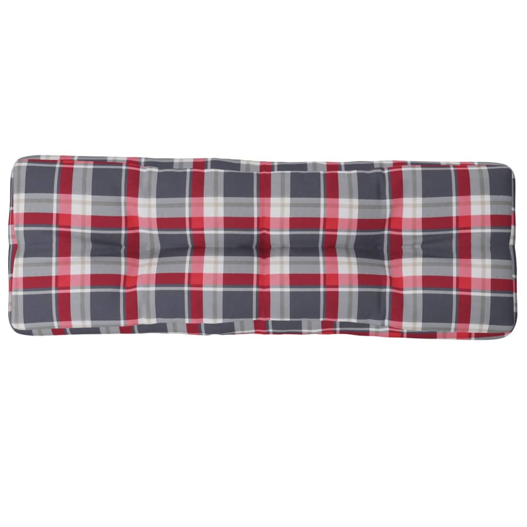 Jastuk za palete crveni karirani 120 x 40 x 12 cm od tkanine
