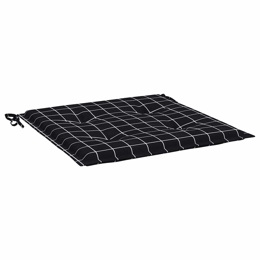 Jastuci za vrtne stolice 6 kom crni karirani 40x40x4 cm tkanina