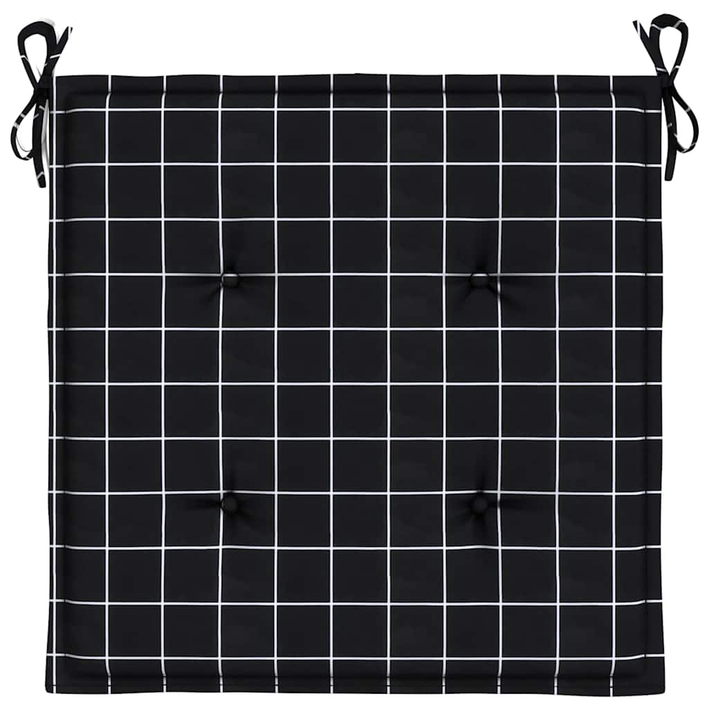 Jastuci za vrtne stolice 6 kom crni karirani 40x40x4 cm tkanina