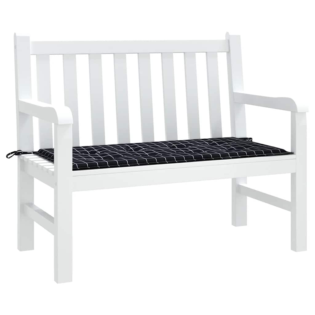 Jastuk za vrtnu klupu crni karirani 120x50x4 cm tkanina Oxford
