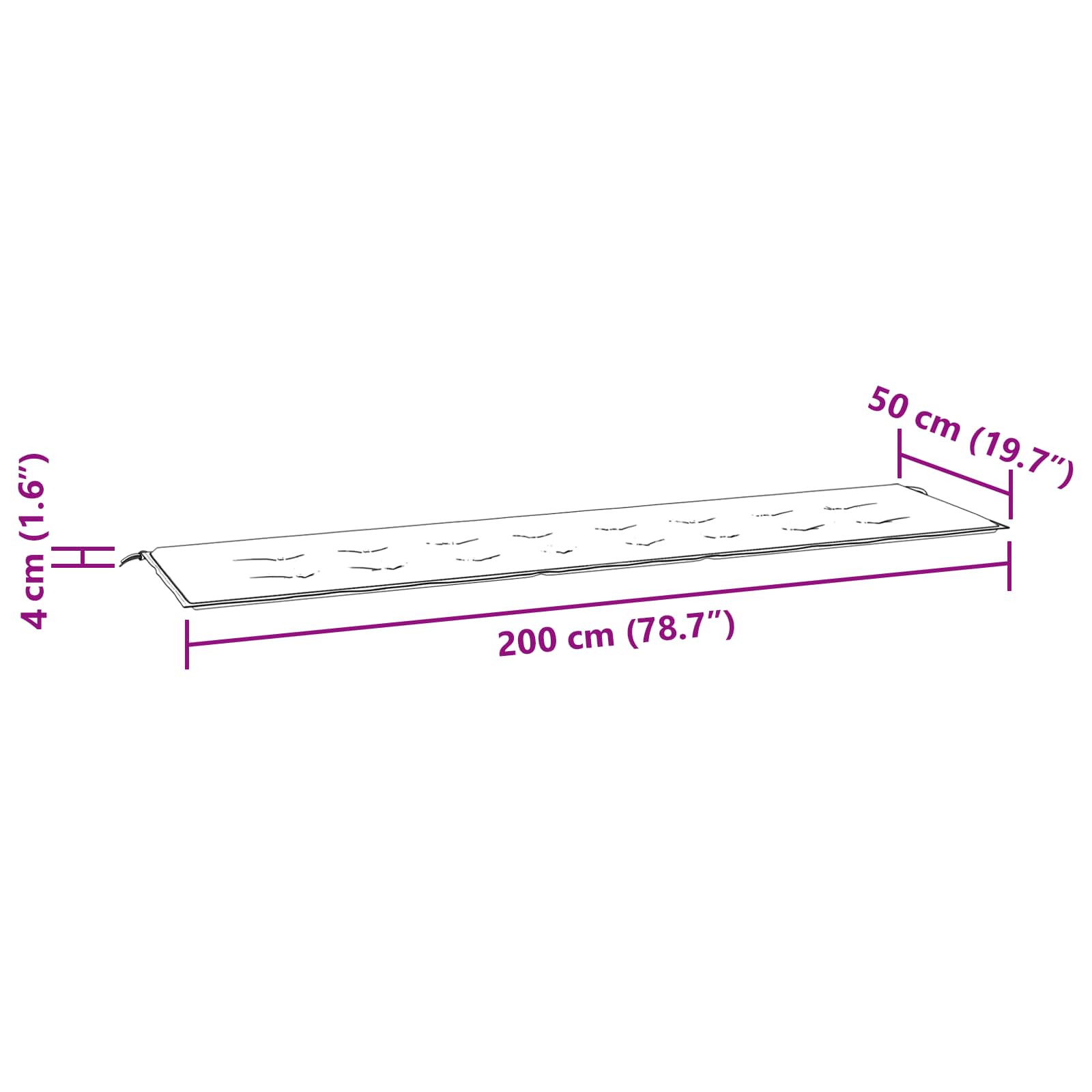 Jastučić za klupu Uzorak lista 200 x 50 x 3 cm Oxford tkanina