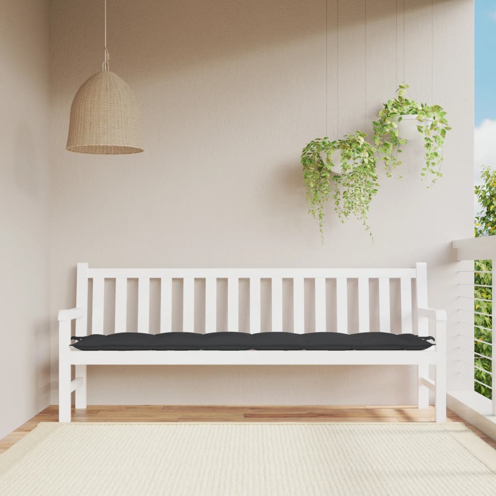 Jastuk za vrtnu klupu crni 200 x 50 x 7 cm od tkanine Oxford