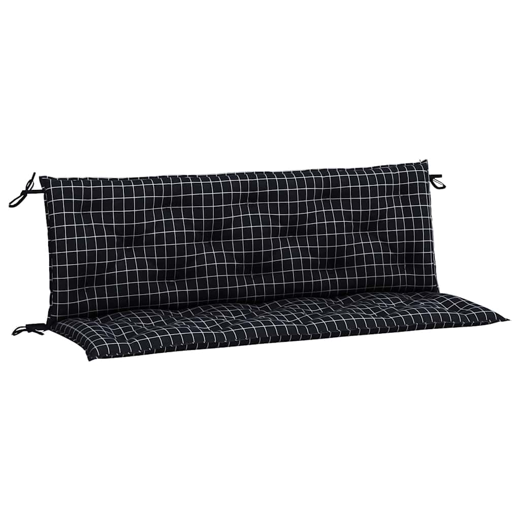 Jastuci za vrtnu klupu crni karirani 2 kom 150x50x7 cm tkanina