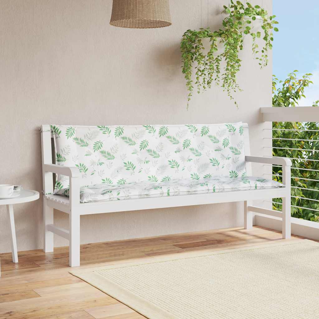 Jastuci za vrtnu klupu 2 kom s uzorkom lišća 150x50x7cm tkanina