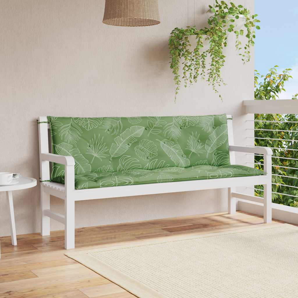 Jastuci za vrtnu klupu 2 kom s uzorkom lišća 150x50x7cm tkanina