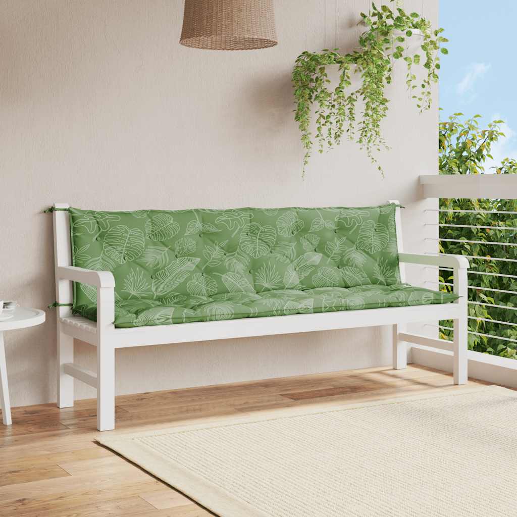 Jastuci za vrtnu klupu 2 kom s uzorkom lišća 200x50x7cm tkanina
