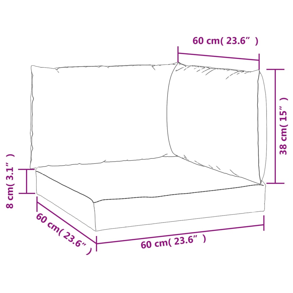Jastuci za palete 3 kom crni karirani od tkanine Oxford